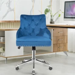 Tangkula Velvet Desk Chair Upholstered 360°Swivel Height Adjustable Rolling Office Chair For Office Bedroom Living Room -Dream Home Shop GUEST a867090d c5e7 46a7 b203 9413c5456318