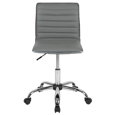 Emma And Oliver Low Back Designer Armless Ribbed Swivel Task Office Chair 4 Emma And Oliver Low Back Designer Armless Ribbed Swivel Task Office Chair - Image 2
