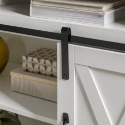 Transitional Sliding Barndoor Highboy TV Stand For TVs Up To 58" - Saracina Home -Dream Home Shop GUEST b5a3e537 90f4 4e58 a208 0c36538d1d04