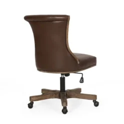 Coulee Contemporary Upholstered Roll Back Swivel Office Chair Dark Brown/Natural - Christopher Knight Home -Dream Home Shop GUEST c03648fb 16a5 4f47 8051 bb120f237be5