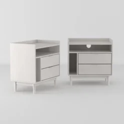 2pk Mid-Century Modern Solid Wood 2 Drawer Storage Nightstands - Saracina Home -Dream Home Shop GUEST c880a12d 845d 41f3 8c73 9ddb9ed4b555