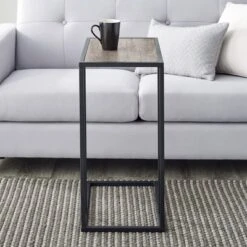 23" Modern Rectangle Two-Tone C Side Table With Metal Base - Saracina Home -Dream Home Shop GUEST c9fb0f6a 1baa 4f46 9ad4 ca78b73dae1e