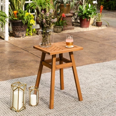 Slatted Chevron Acacia Wood Patio Side Table - Saracina Home 2 Slatted Chevron Acacia Wood Patio Side Table - Saracina Home