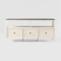 Farmhouse 3 Drawer Wood TV Stand For TVs Up To 65" - Saracina Home -Dream Home Shop GUEST d9730f71 b9b6 492b a5cf a4fc4c23ddea