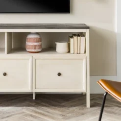 Farmhouse 3 Drawer Wood TV Stand For TVs Up To 65" - Saracina Home -Dream Home Shop GUEST db616c55 957b 4465 80b7 0cddcd1d7792