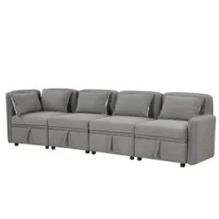 122.8" Minimalist Convertible Modular Sofa, Upholstered Sectional Sofa Couch With 5 Pillows-ModernLuxe -Dream Home Shop GUEST db8c769f 873d 402b bea5 b7a0feead322