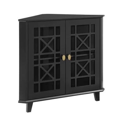 2 Door Corner Accent Cabinet With Fretwork Doors - Saracina Home 4 2 Door Corner Accent Cabinet With Fretwork Doors - Saracina Home - Image 2