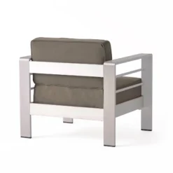 Cape Coral 5pc Aluminum And MGO Seating Set With Fire Table Khaki/Light Gray - Christopher Knight Home -Dream Home Shop GUEST e66e5e20 9d23 40cd 8786 523d86b275d2