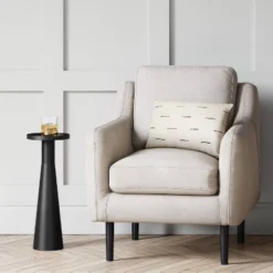 Alester Round Smooth Metal Drink Table Black - Thresholdâ˘