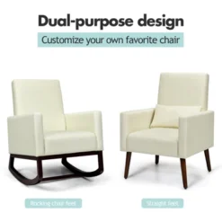 Tangkula 2-in-1 Upholstered Rocking Chair With Wood Leg & Pillow Relax Sofa Chair Light Grey/Beige/Dark Gray -Dream Home Shop GUEST fb3113fc 95e1 49e1 b4da d0d1b94e6231