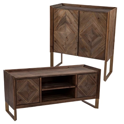 Glacerad Reclaimed Wood Media Console For TVs Upto 50" Brown - Aiden Lane 12 Glacerad Reclaimed Wood Media Console For TVs Upto 50" Brown - Aiden Lane - Image 10