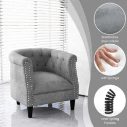 Costway Modern Accent Chair With Ottoman Armchair Barrel Sofa Chair With Footrest Grey 16 Costway Modern Accent Chair With Ottoman Armchair Barrel Sofa Chair With Footrest Grey -Dream Home Shop GUEST fe363bf6 0f13 4b84 809e 32e0eedb3386