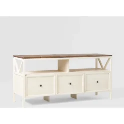 Farmhouse 3 Drawer Wood TV Stand For TVs Up To 65" - Saracina Home -Dream Home Shop GUEST fecee8bb 867b 4497 a2fe de792e75020c