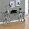 Statham Glass Top Adjustable Sawhorse Standing Desk Chrome - Coaster -Dream Home Shop GUEST ffcf41f8 43fd 4643 b499 dd5d0d211d8f